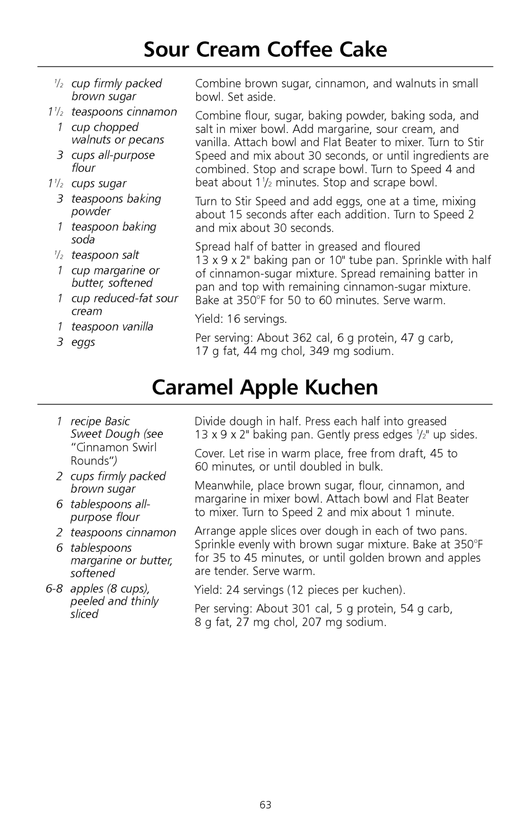 KitchenAid W10171783D Sour Cream Coffee Cake, Caramel Apple Kuchen, Cup firmly packed brown sugar 11/2 teaspoons cinnamon 