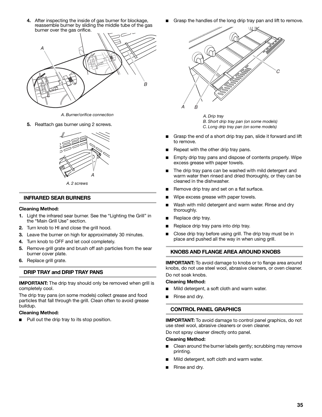 KitchenAid KBNU361VSS, W10175730A, KBNU271VSS, KBNU367TSS, KBNU367VSS Infrared Sear Burners, Drip Tray and Drip Tray Pans 