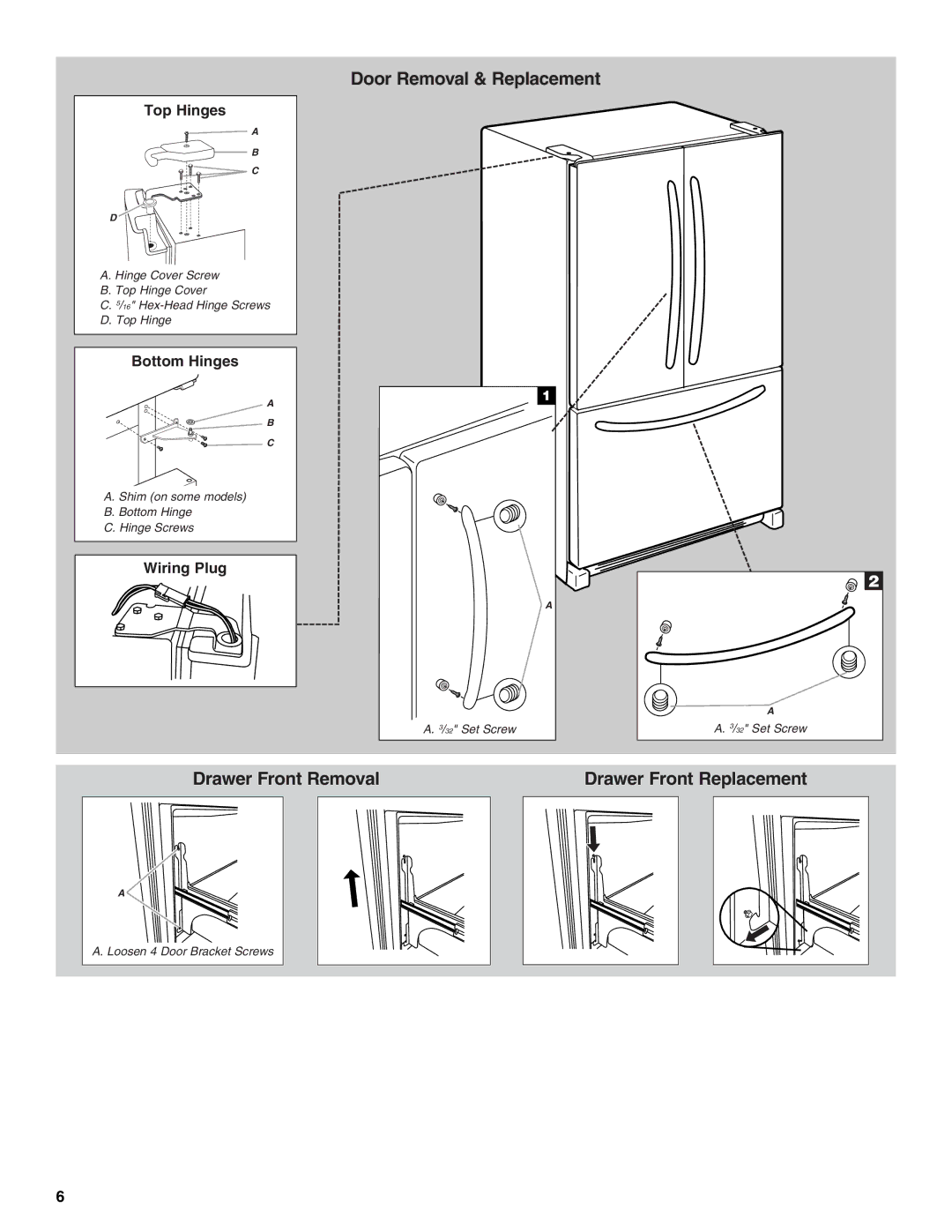 KitchenAid W10183203A installation instructions Door Removal & Replacement 