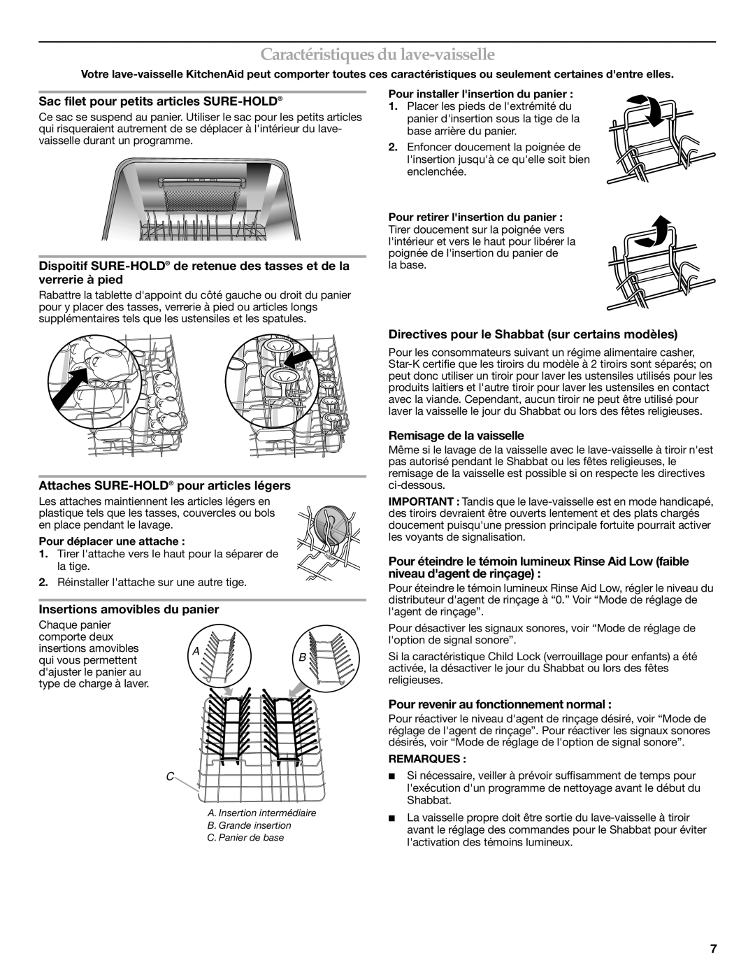 KitchenAid W10185043A warranty Caractéristiques du lave-vaisselle 