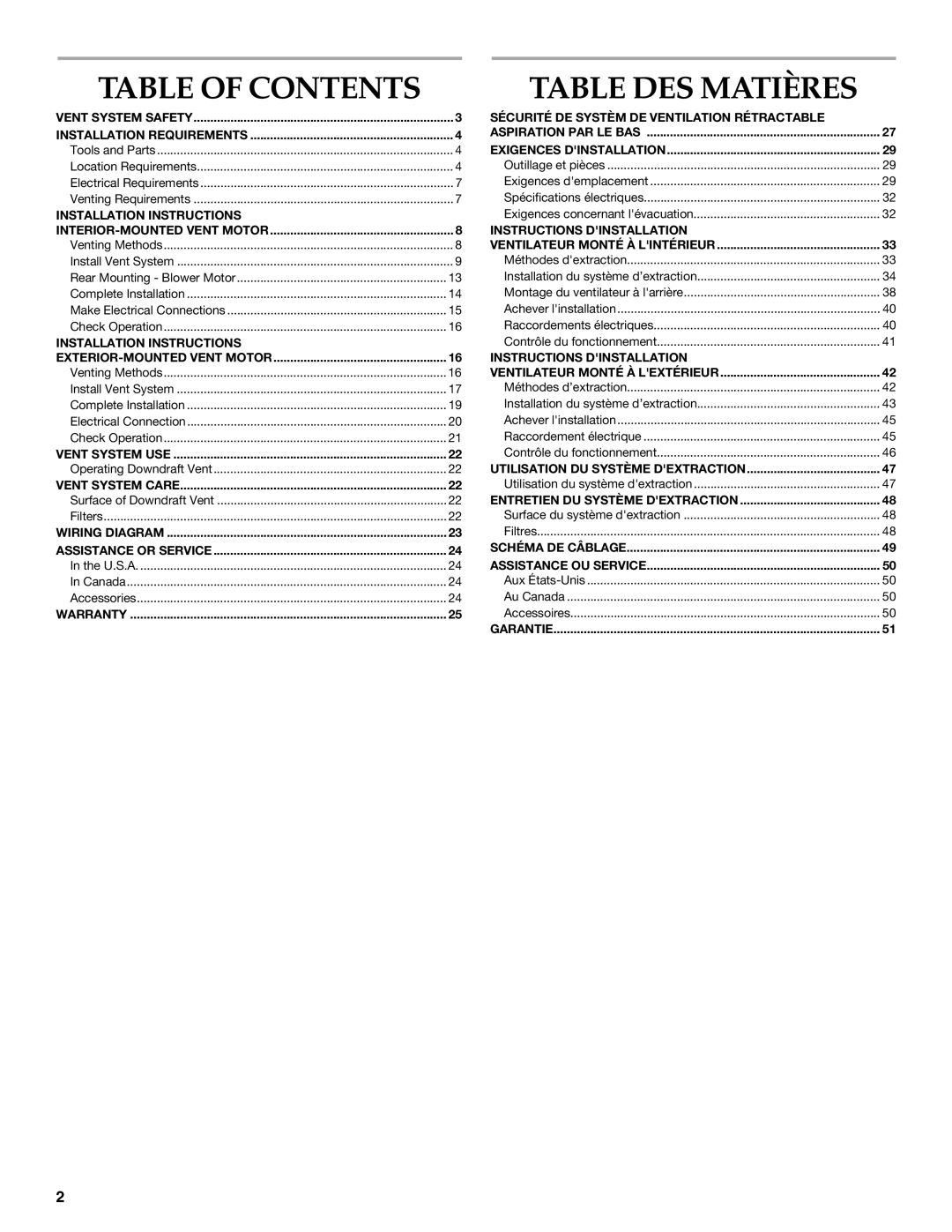 KitchenAid W101871170D installation instructions Table of Contents, Table DES Matières 