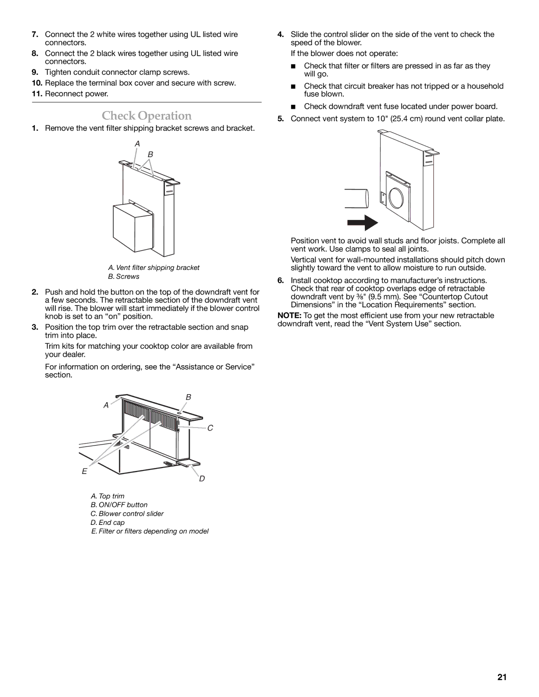 KitchenAid W101871170D installation instructions Check Operation 