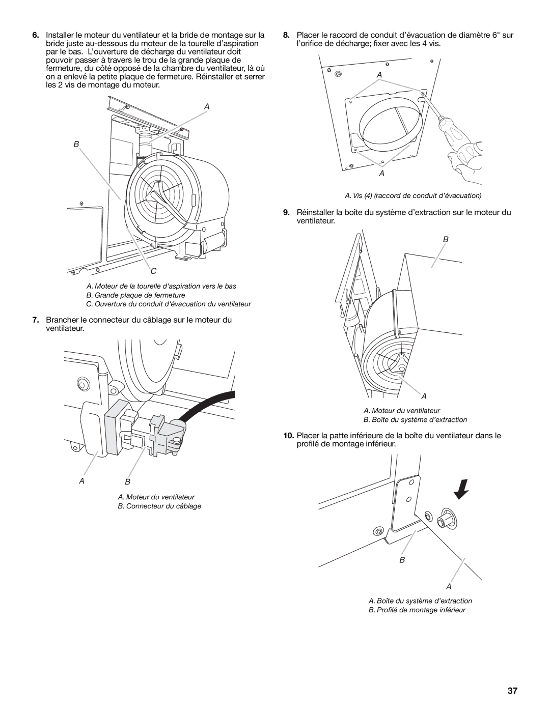 KitchenAid W101871170D installation instructions Vis 4 raccord de conduit d’évacuation 