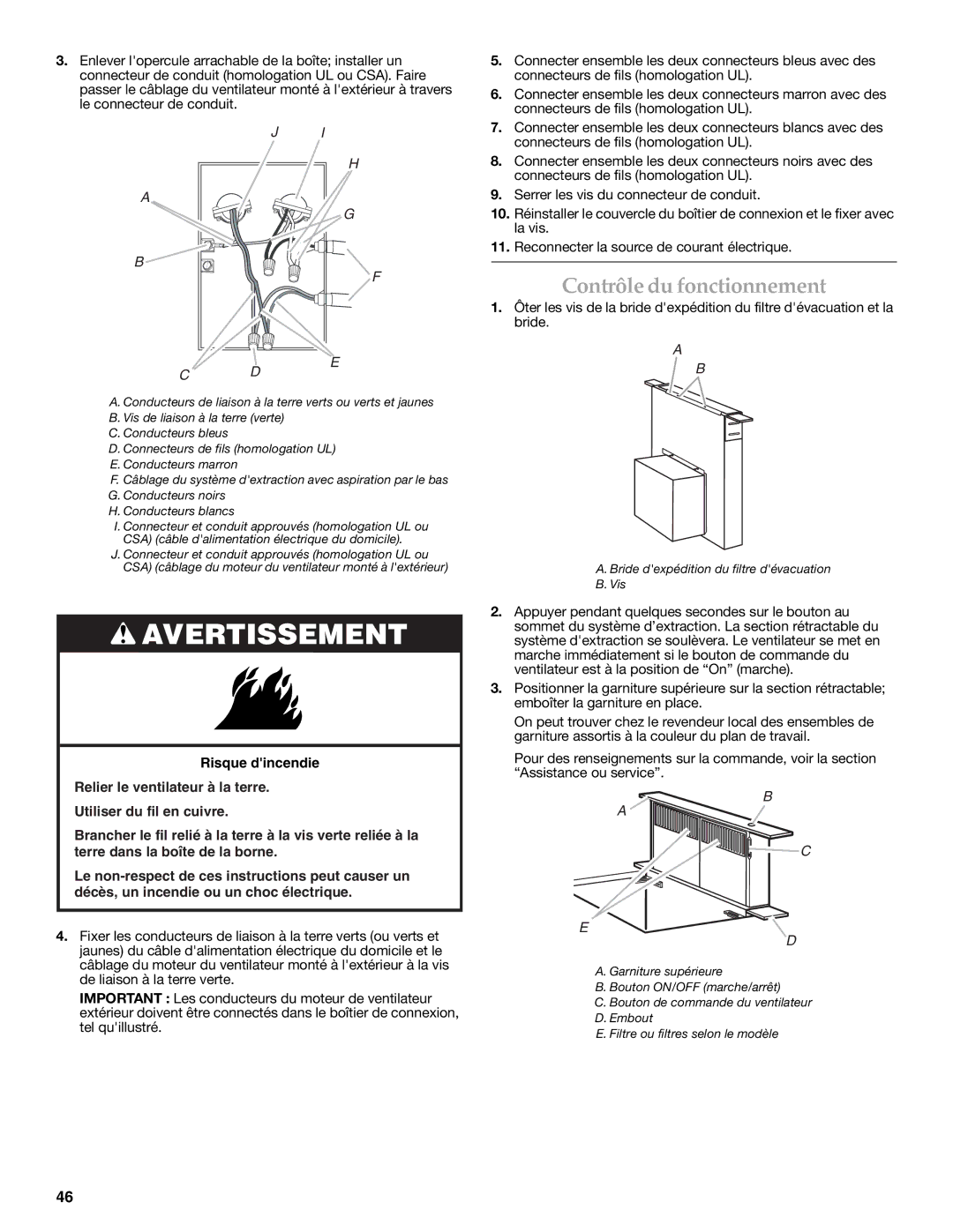 KitchenAid W101871170D installation instructions Contrôle du fonctionnement 