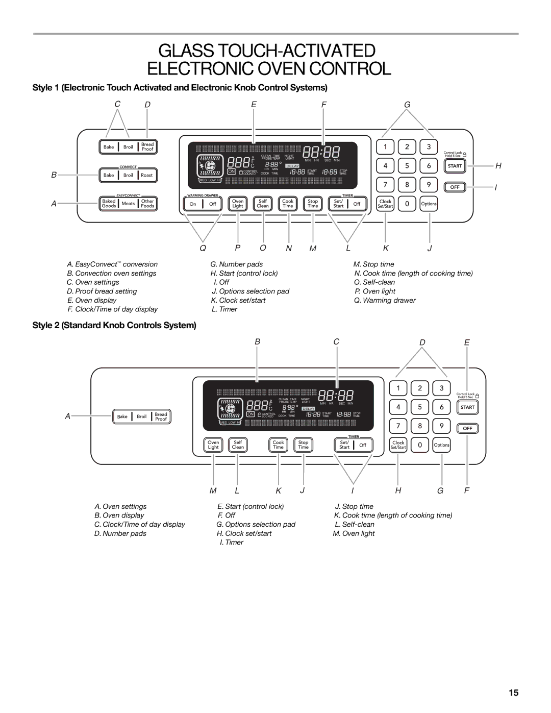 KitchenAid KESS908SPS, W10190622A Glass TOUCH-ACTIVATED Electronic Oven Control, Style 2 Standard Knob Controls System 