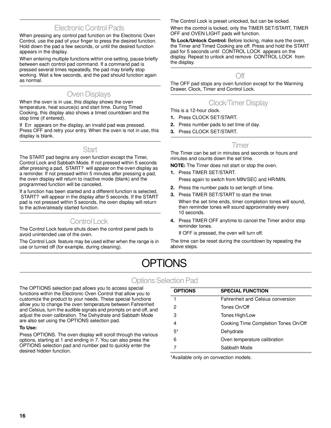 KitchenAid W10190622A, KESS908SPS manual Options 