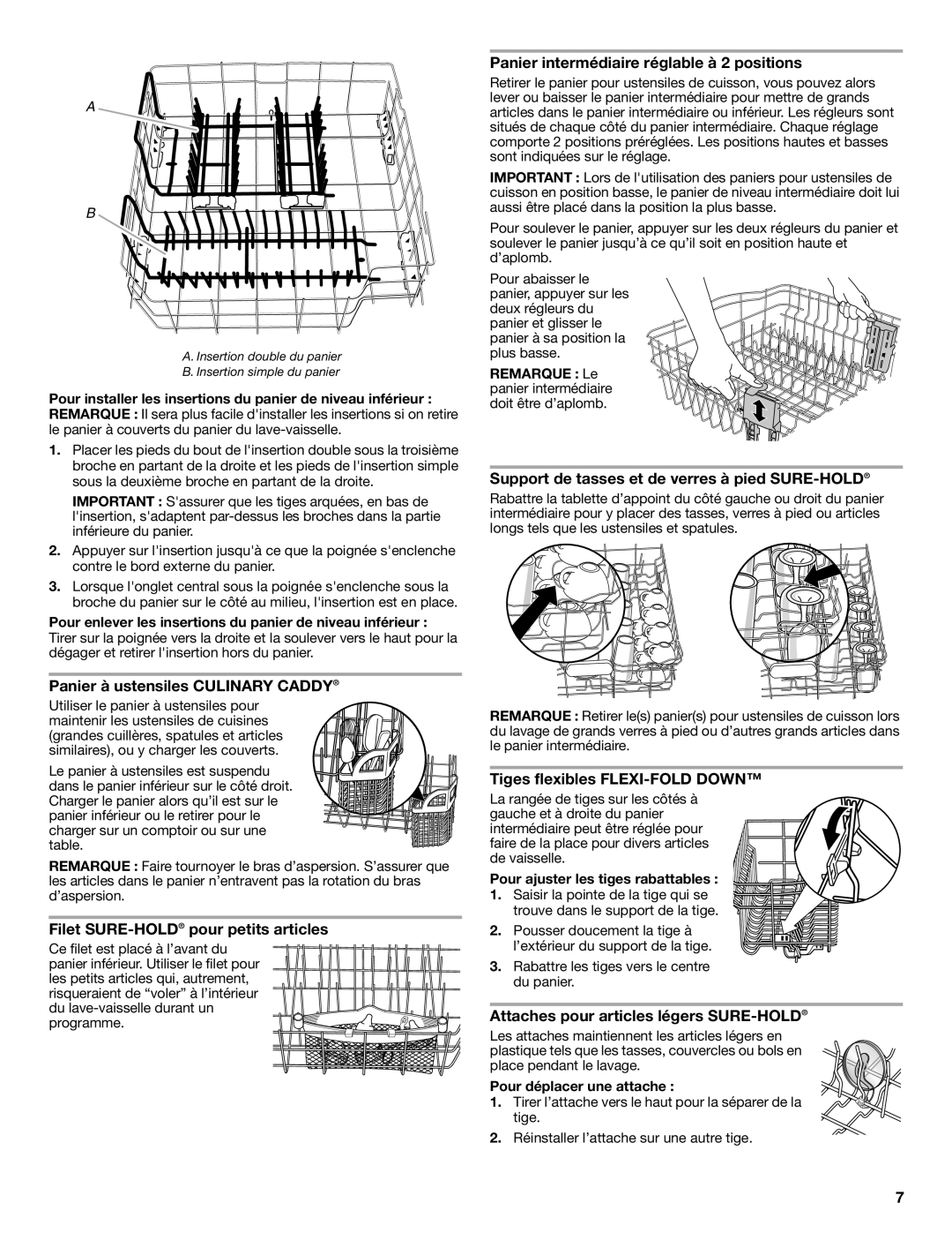 KitchenAid W10193740A, W10193741A warranty Panier à ustensiles Culinary Caddy, Filet SURE-HOLDpour petits articles 