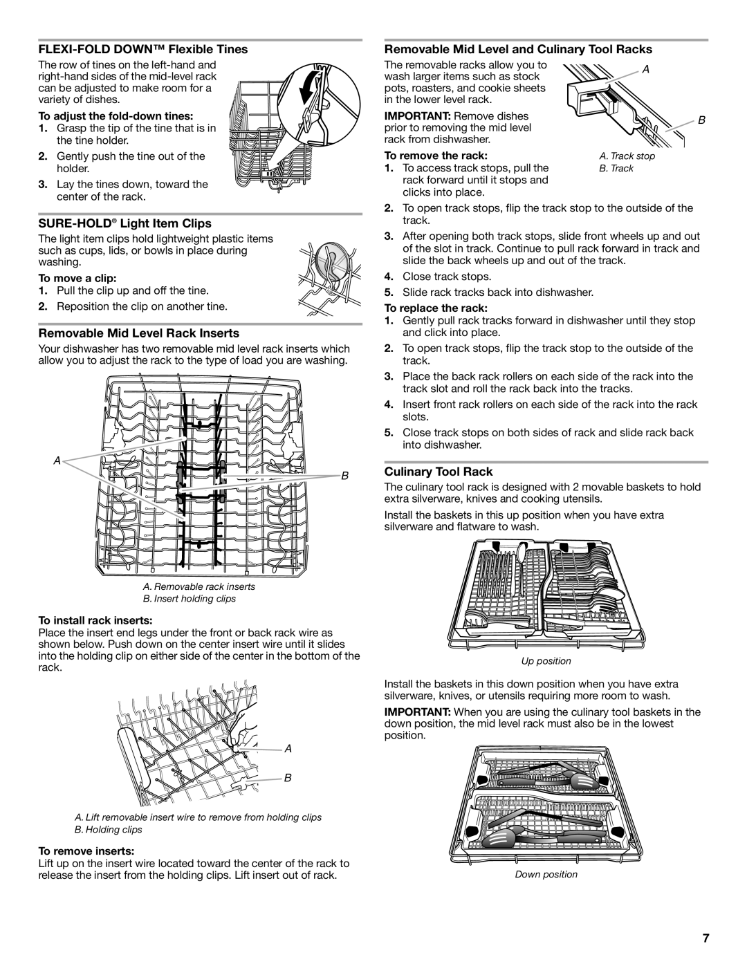 KitchenAid W10193741A, W10193740A warranty SURE-HOLDLight Item Clips, Removable Mid Level Rack Inserts, Culinary Tool Rack 