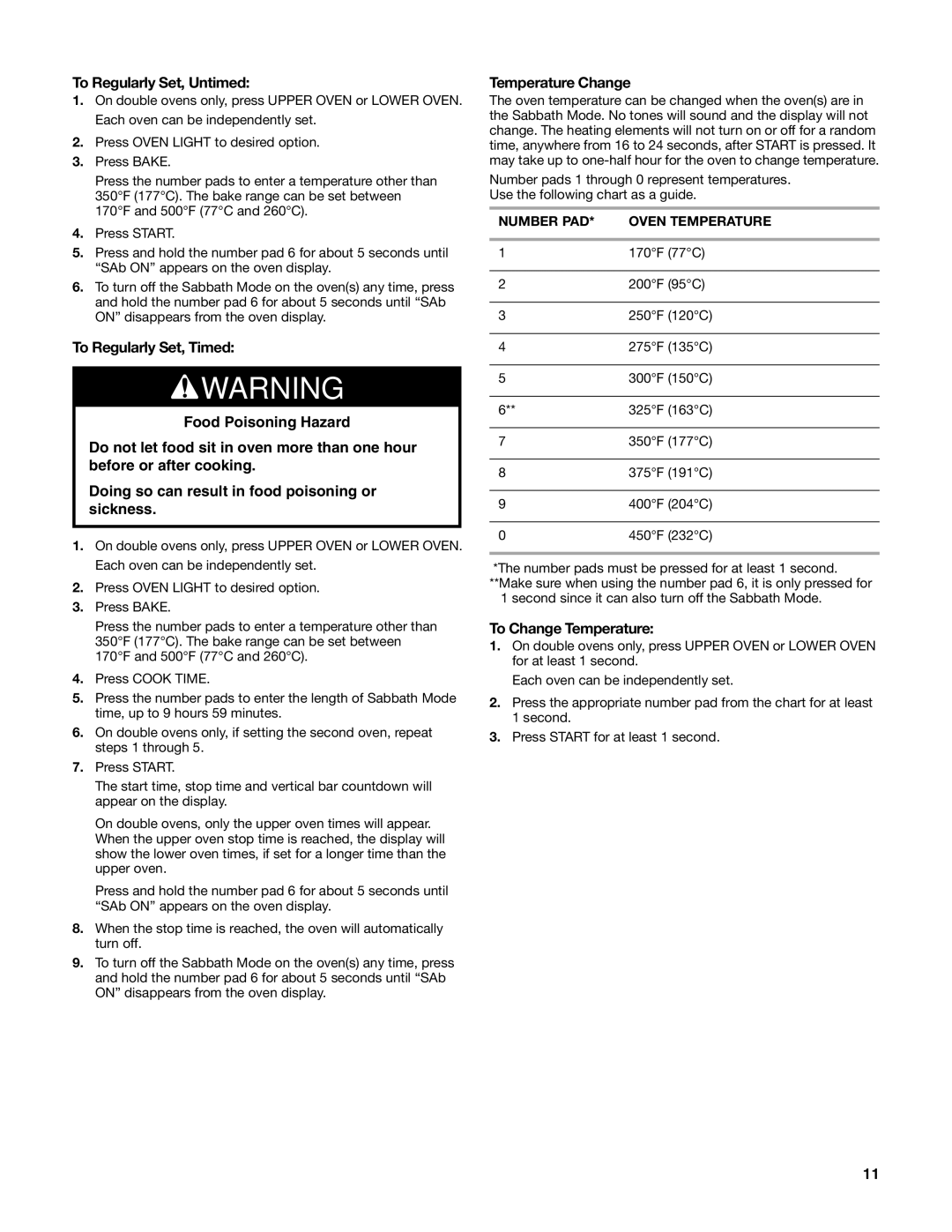 KitchenAid W10203458A To Regularly Set, Untimed, Temperature Change, To Change Temperature, Number PAD Oven Temperature 