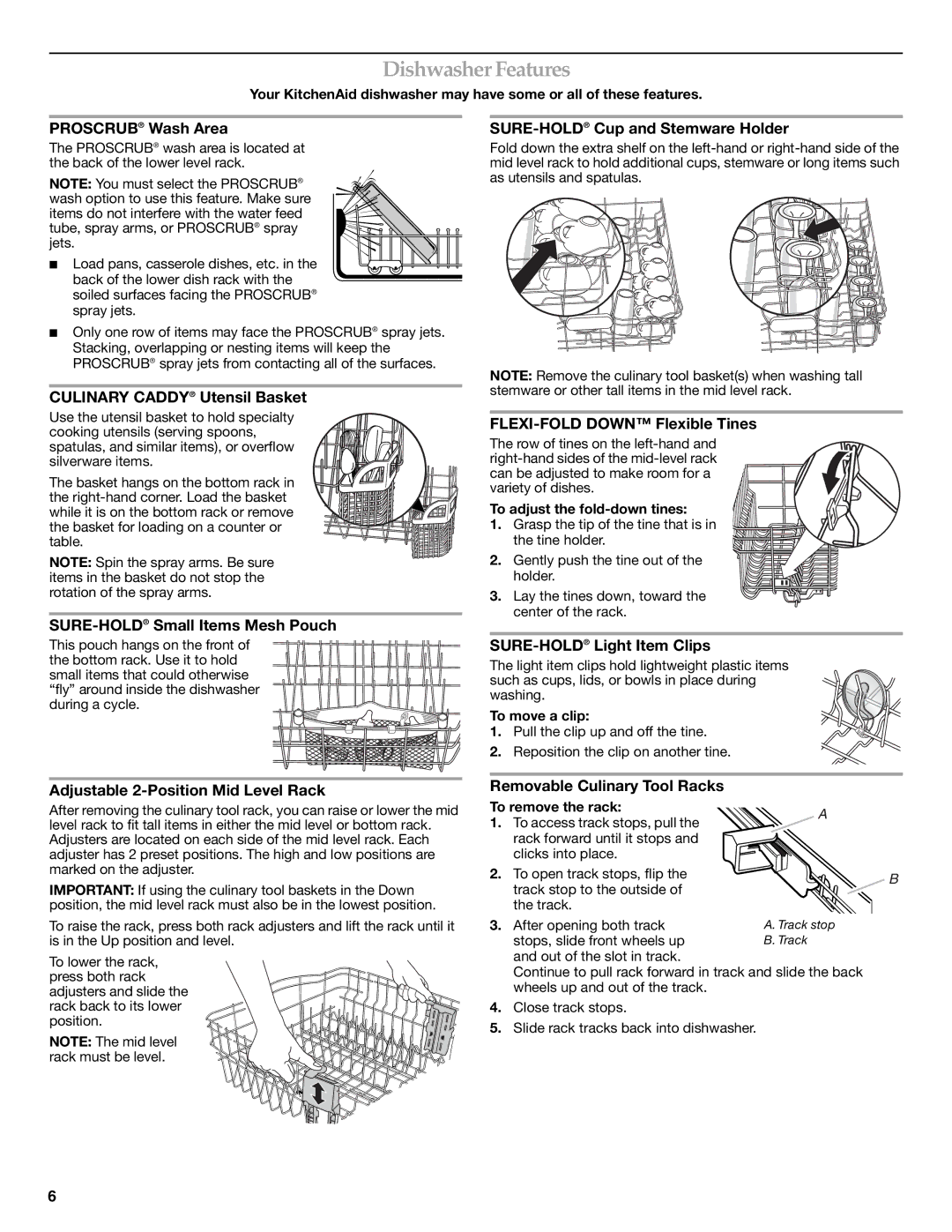 KitchenAid W10205937A warranty Dishwasher Features 