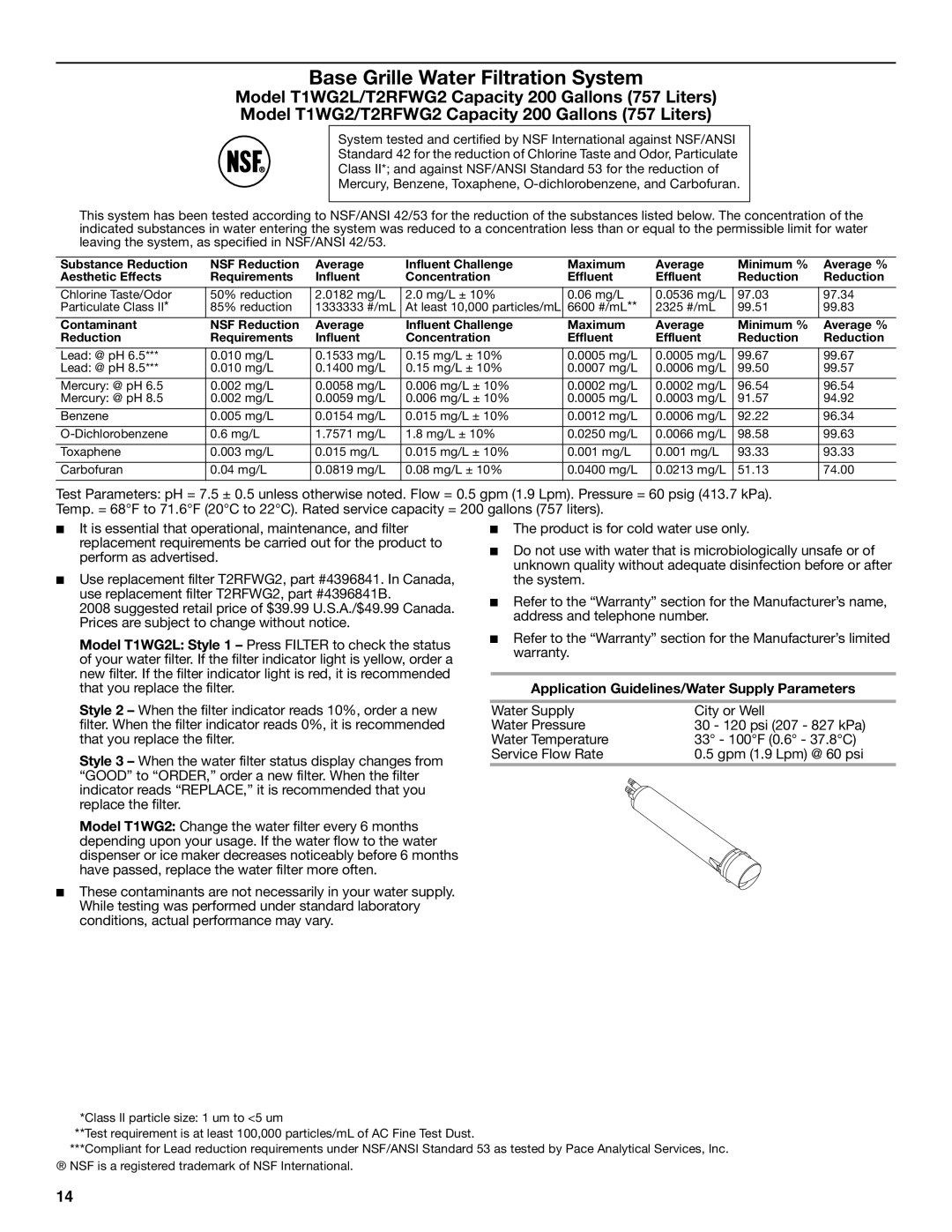 KitchenAid W10206412A, W10206413A installation instructions Base Grille Water Filtration System 