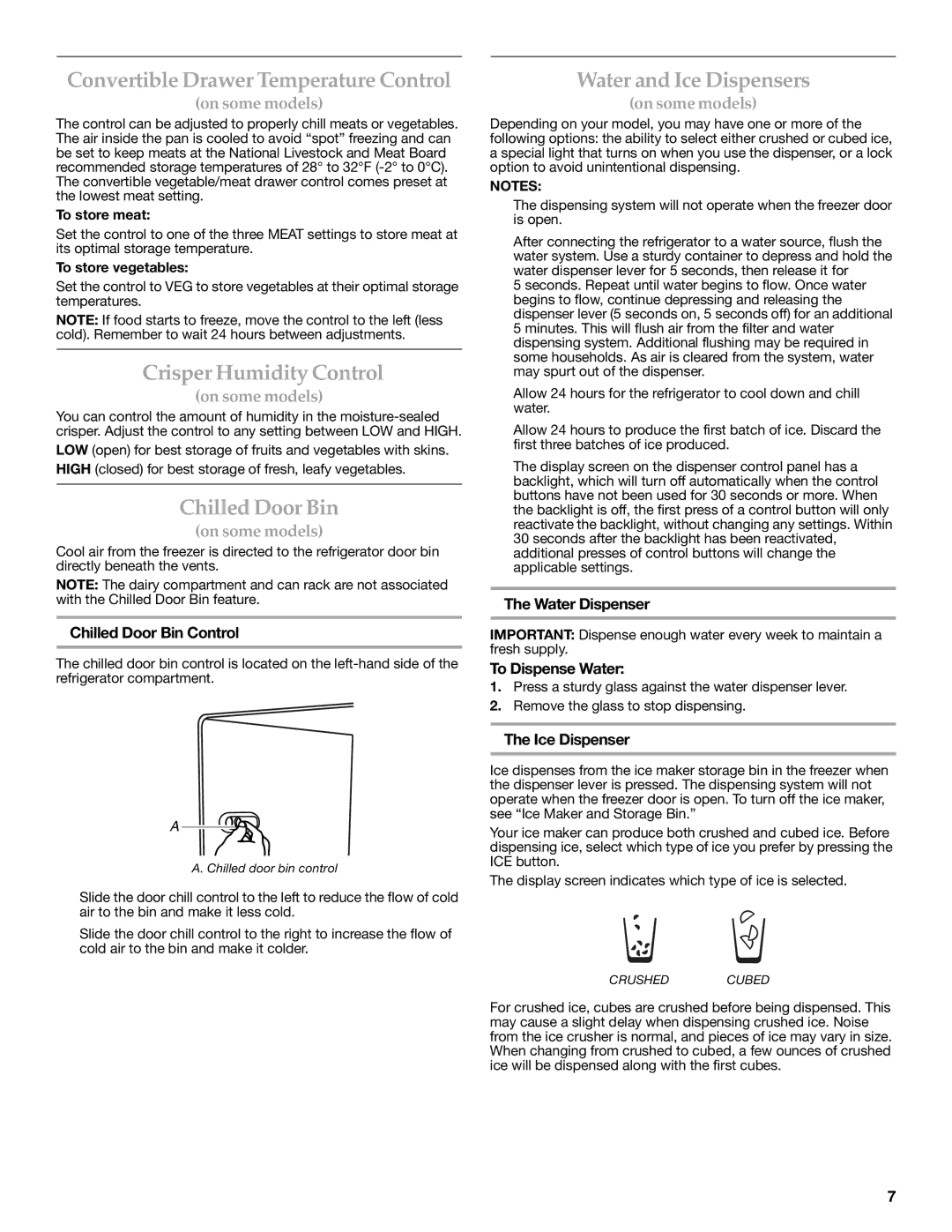 KitchenAid W10206413A, W10206412A Convertible Drawer Temperature Control, Crisper Humidity Control, Chilled Door Bin 