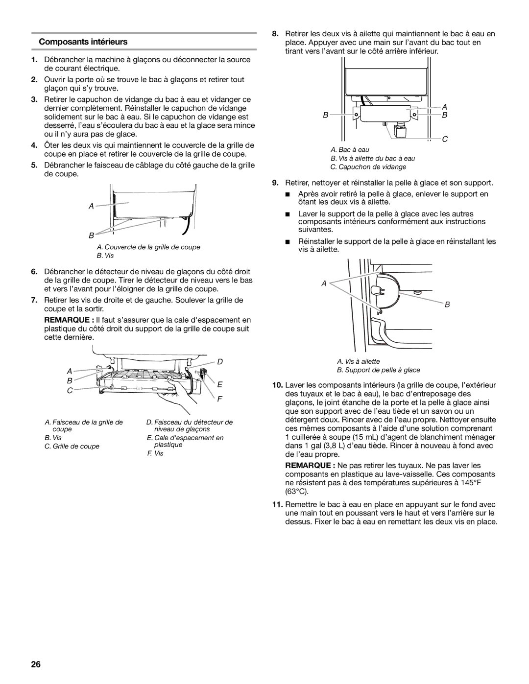 KitchenAid W10206423A manual Composants intérieurs 