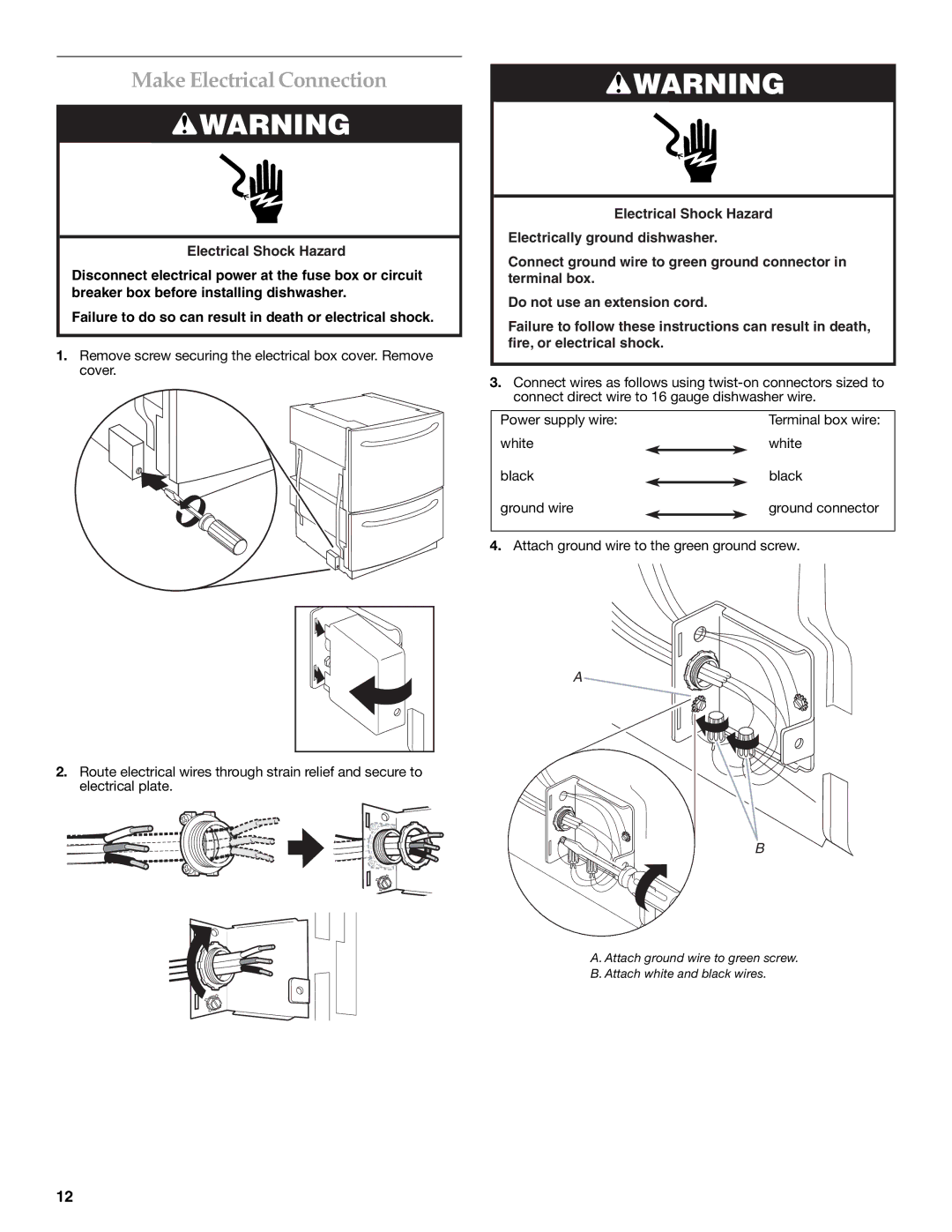 KitchenAid W10216167A installation instructions Make Electrical Connection 