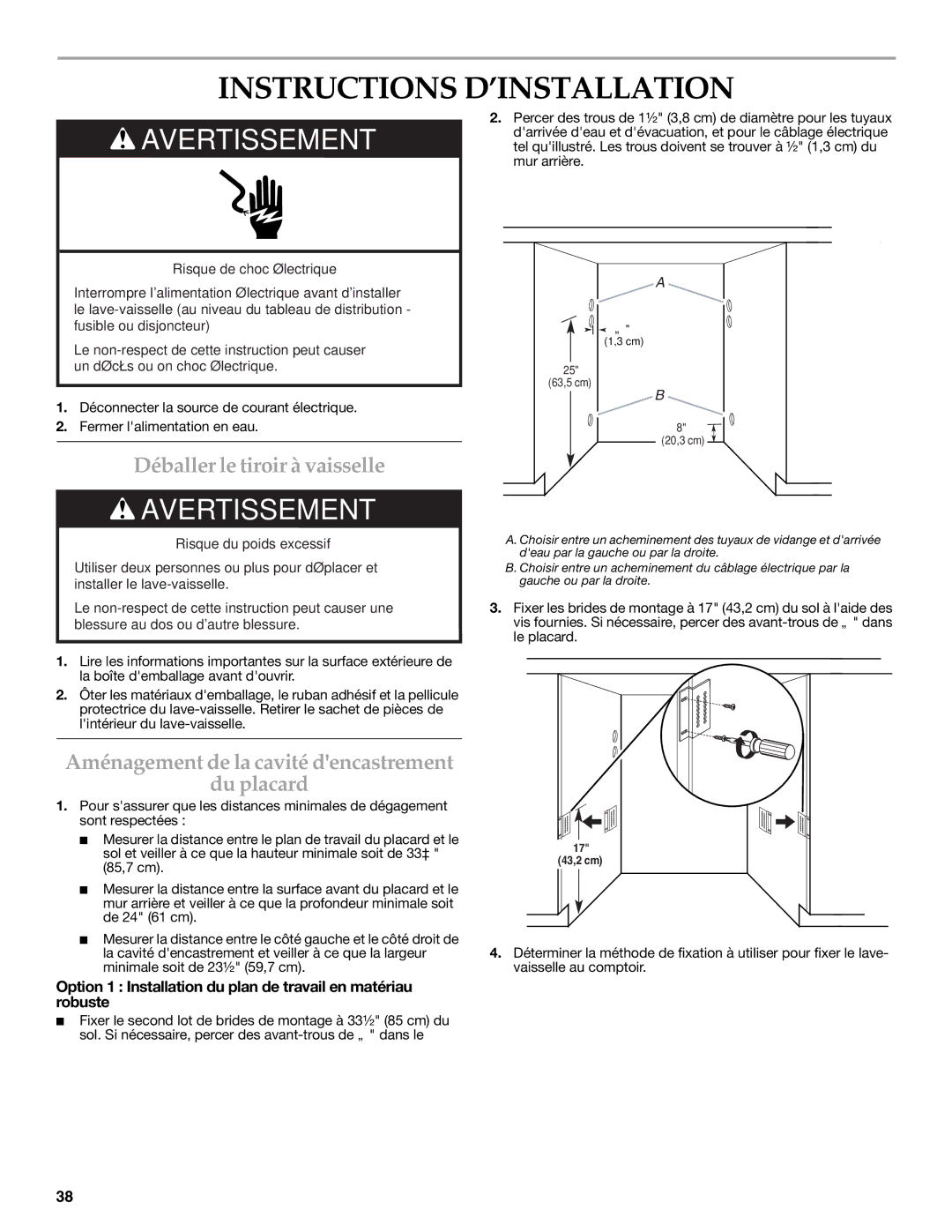 KitchenAid W10216167A installation instructions Instructions D’INSTALLATION, Déballer le tiroir à vaisselle 