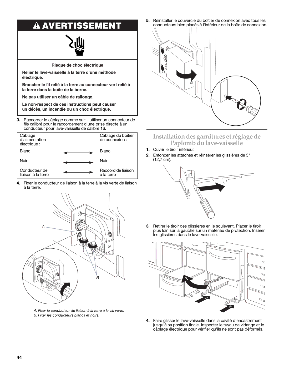 KitchenAid W10216167A installation instructions Avertissement 