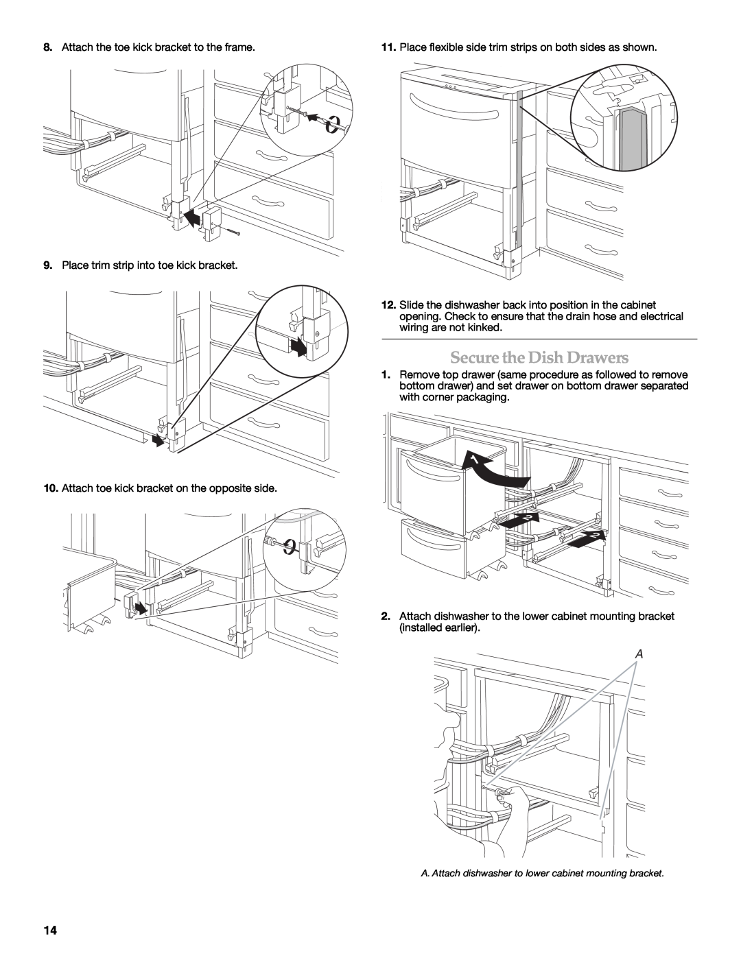 KitchenAid W10216167A installation instructions Secure the Dish Drawers 