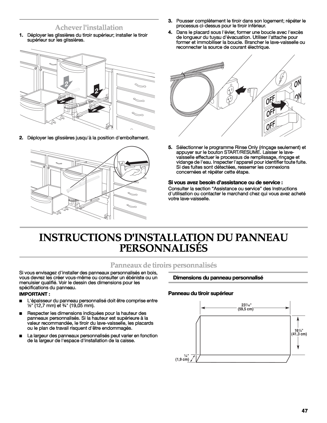 KitchenAid W10216167A Instructions Dinstallation Du Panneau Personnalisés, Achever linstallation, 2 2 