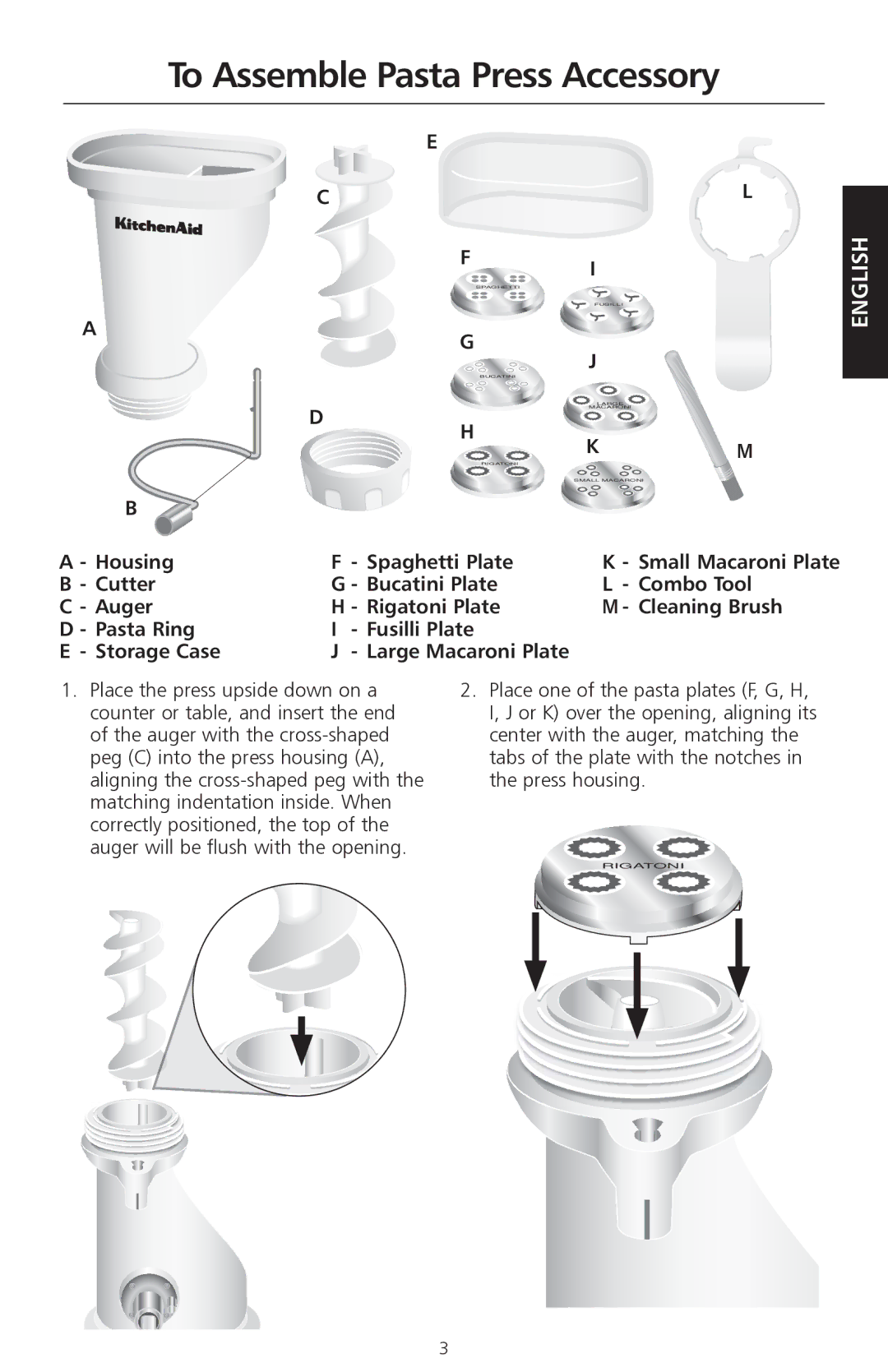 KitchenAid W10236413B manual To Assemble Pasta Press Accessory 