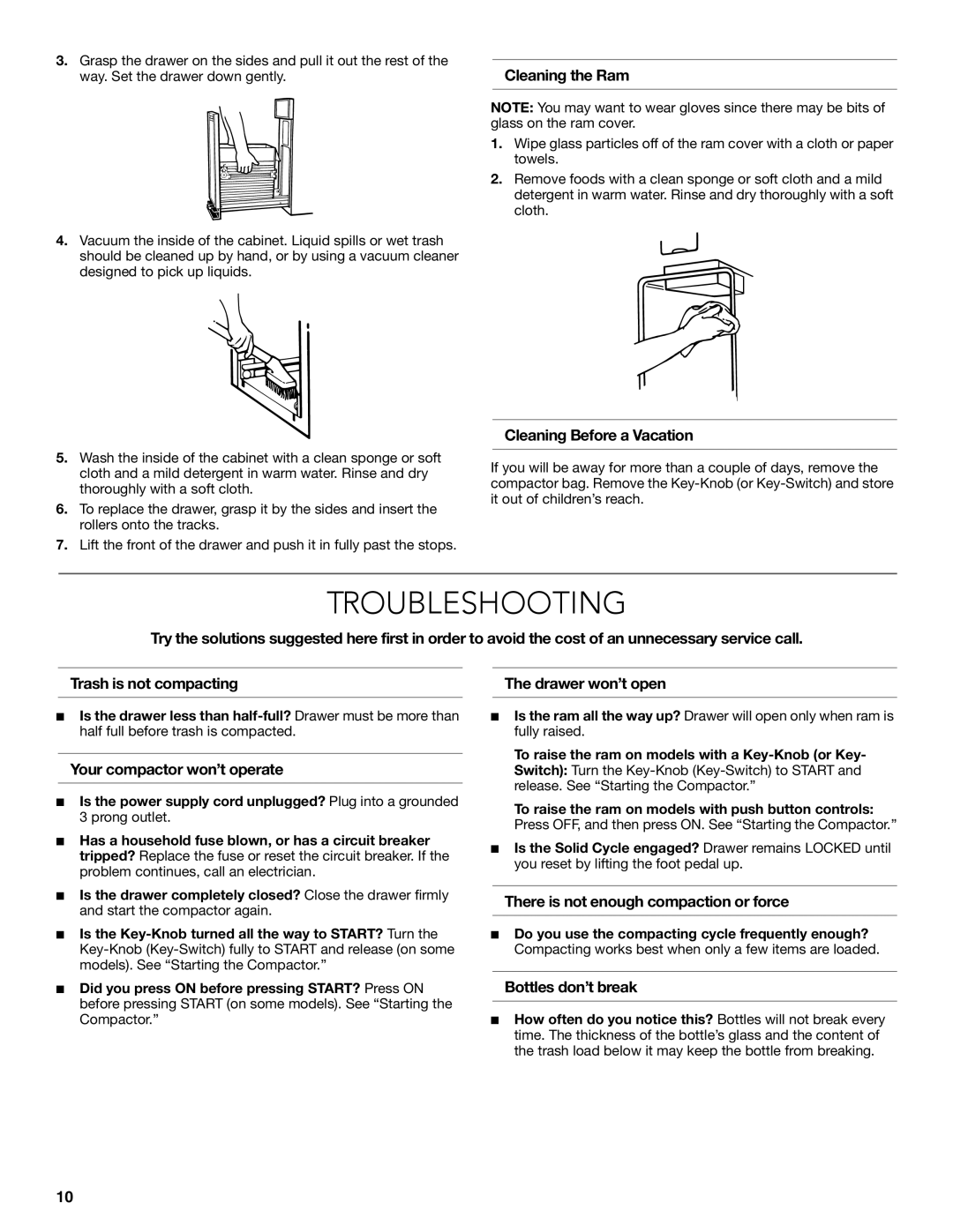 KitchenAid W10242569B manual Troubleshooting 