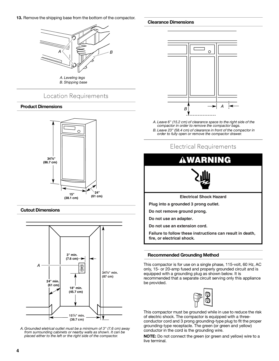 KitchenAid W10242569B manual Location Requirements, Electrical Requirements 