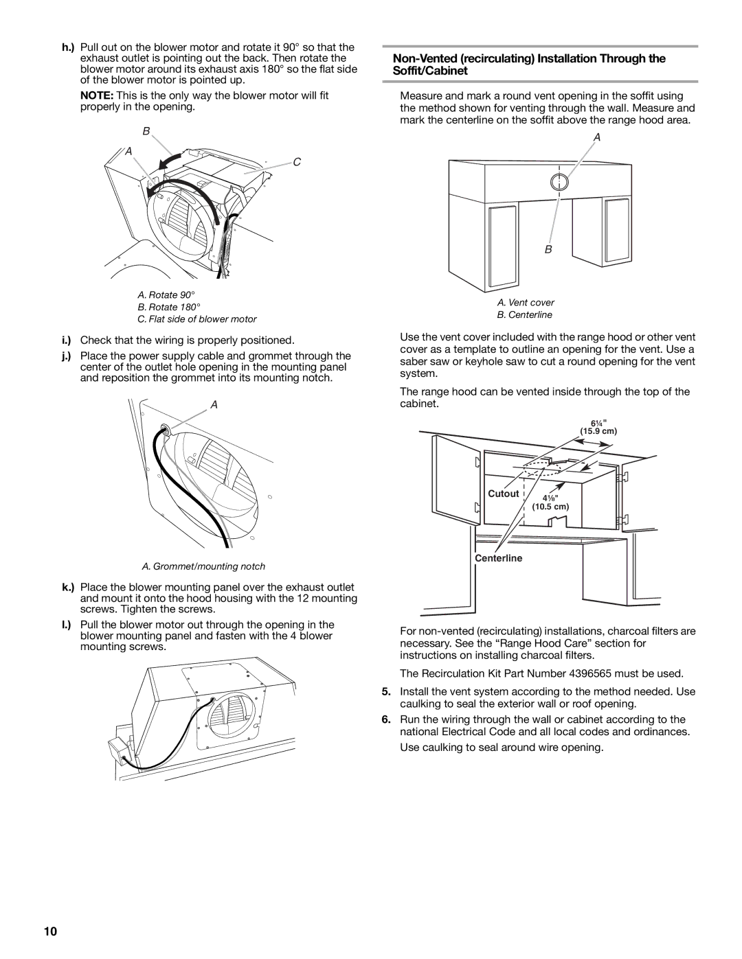 KitchenAid W10267109C installation instructions Use caulking to seal around wire opening 