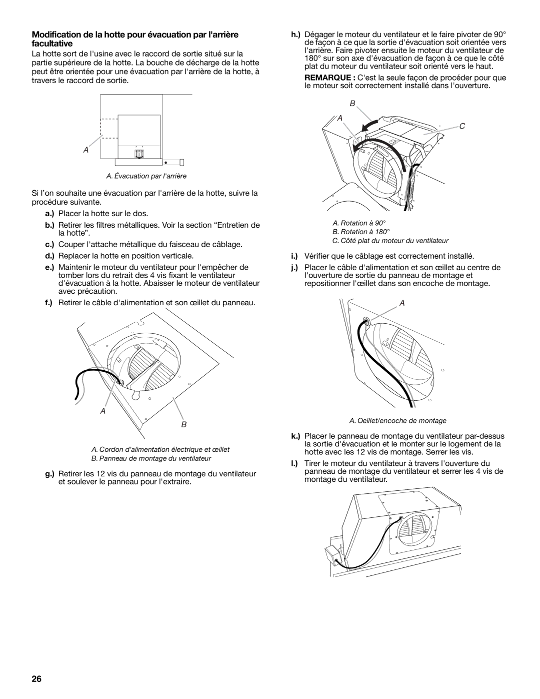 KitchenAid W10267109C installation instructions Évacuation par larrière 