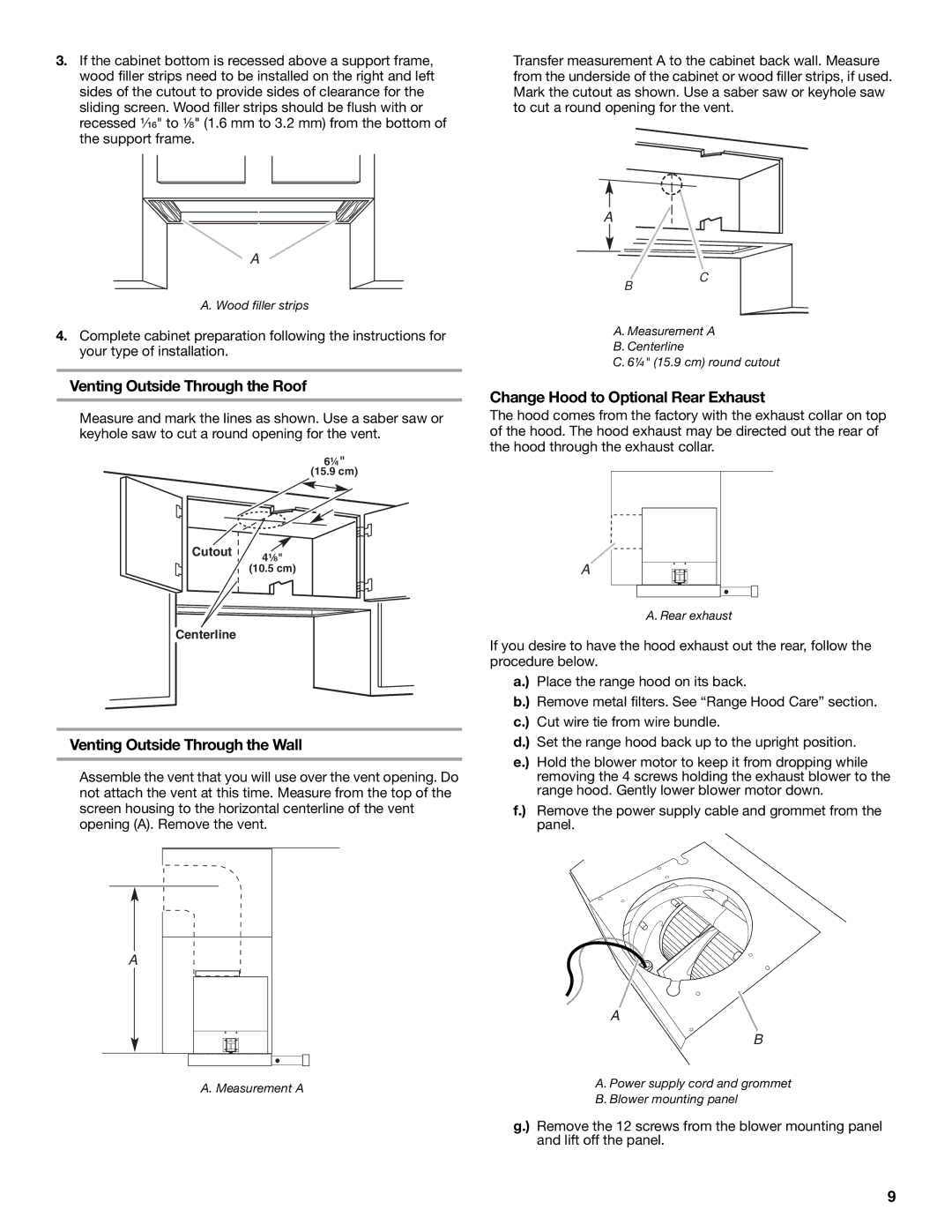 KitchenAid W10267109C installation instructions Venting Outside Through the Roof, Venting Outside Through the Wall 