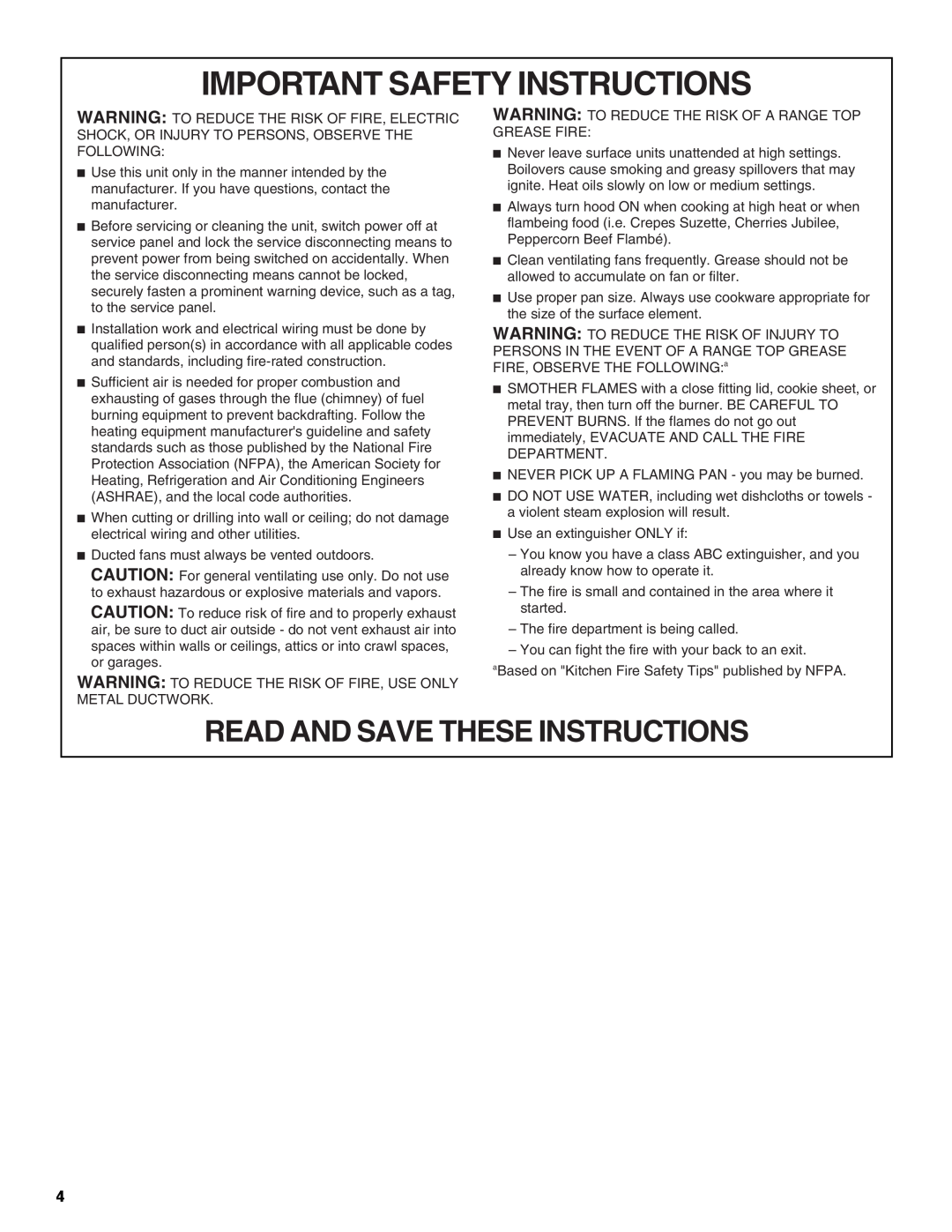 KitchenAid W10267109C installation instructions Important Safety Instructions, Read And Save These Instructions 