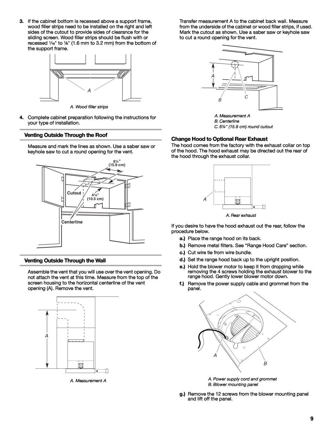 KitchenAid W10267109C installation instructions Venting Outside Through the Roof, Venting Outside Through the Wall 