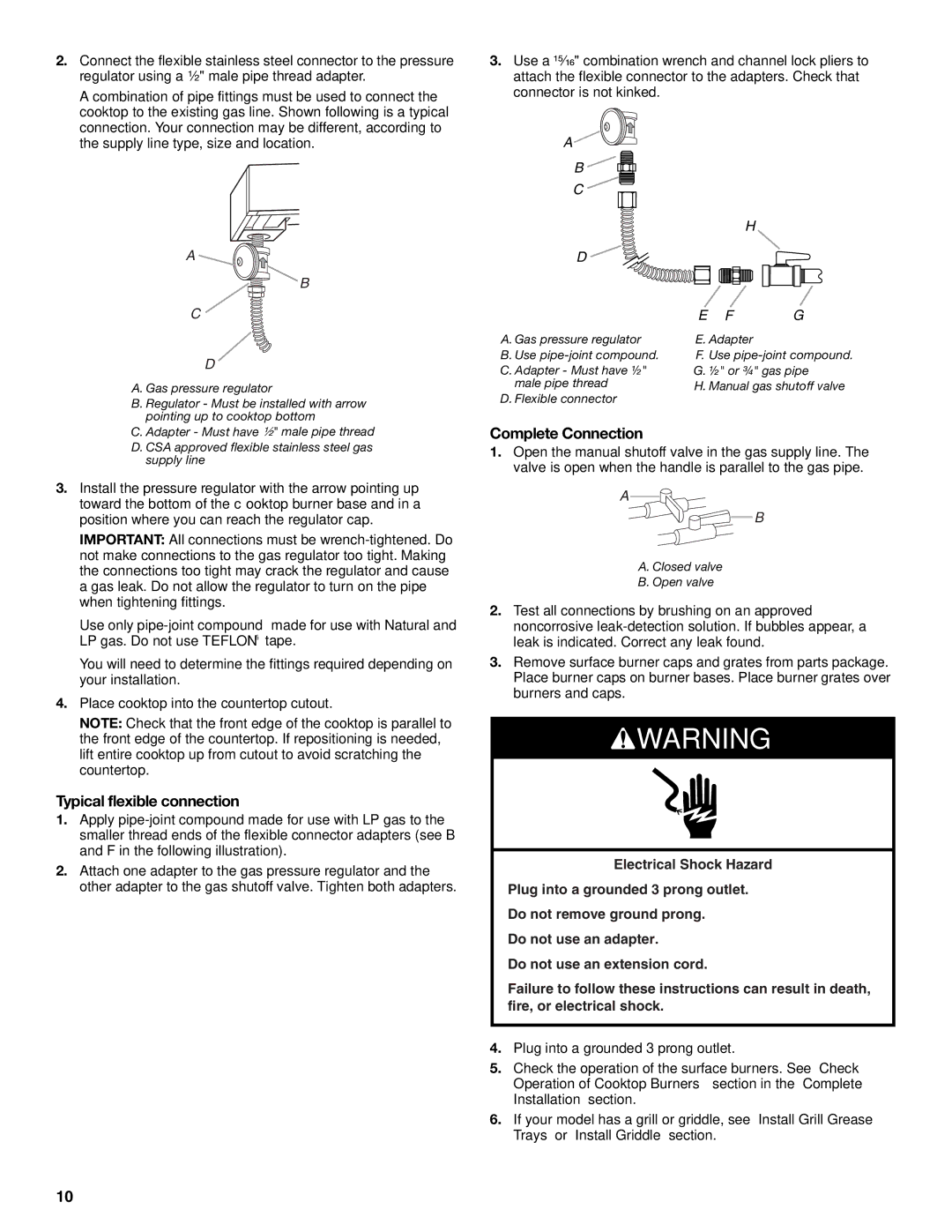 KitchenAid W10271686B installation instructions Typical flexible connection, Complete Connection 