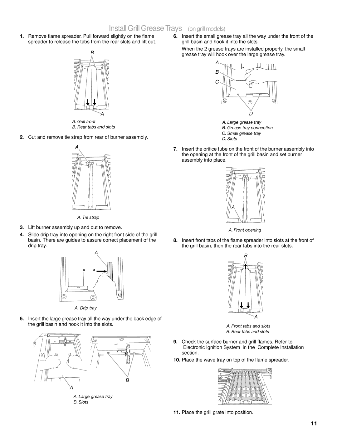 KitchenAid W10271686B installation instructions Install Grill Grease Trays on grill models 