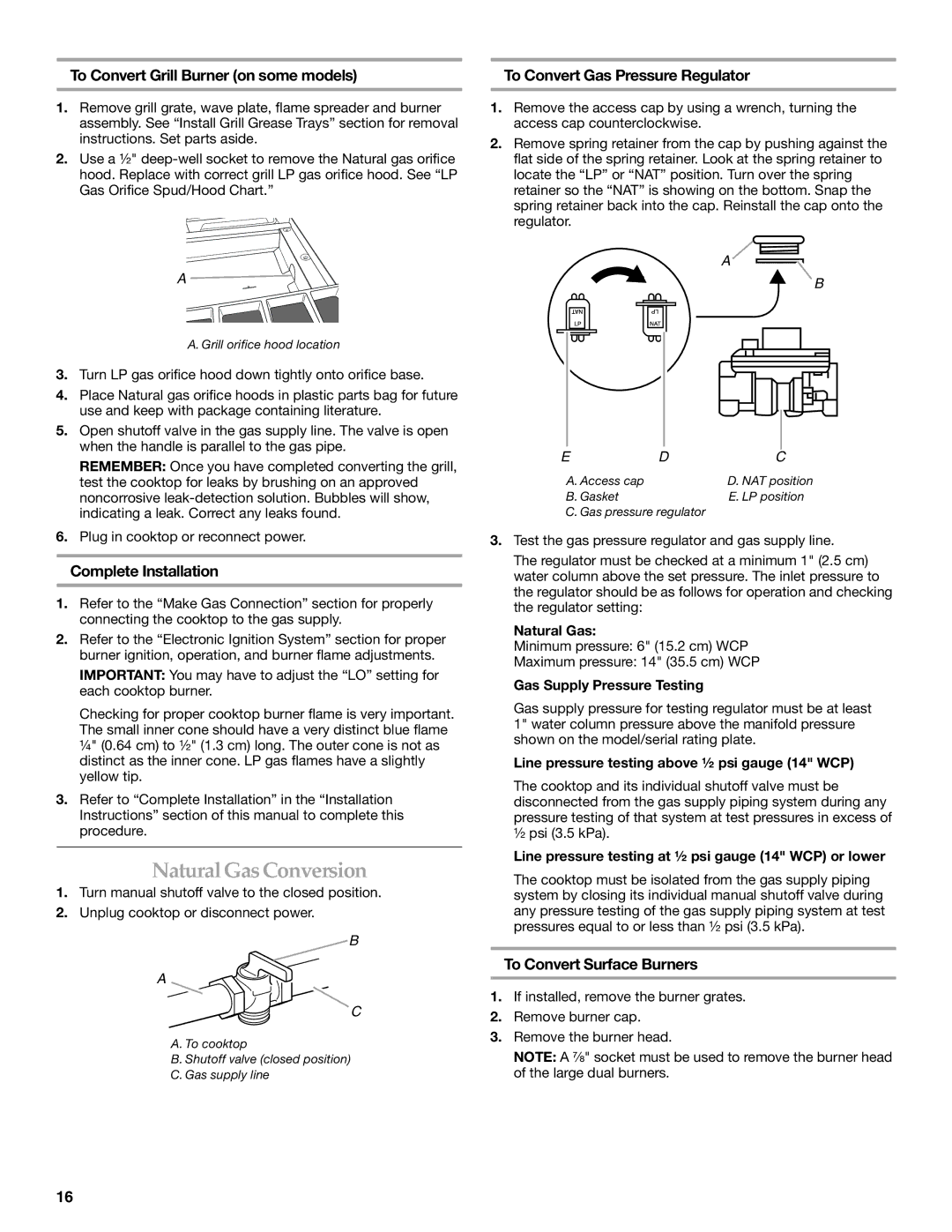 KitchenAid W10271686C NaturalGas Conversion, To Convert Grill Burner on some models, Complete Installation 