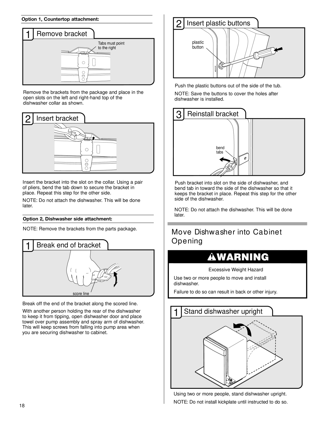 KitchenAid W10275503B installation instructions Move Dishwasher into Cabinet Opening 