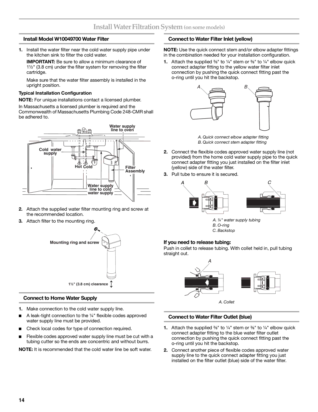 KitchenAid W10284348A installation instructions Install Water Filtration System on some models 