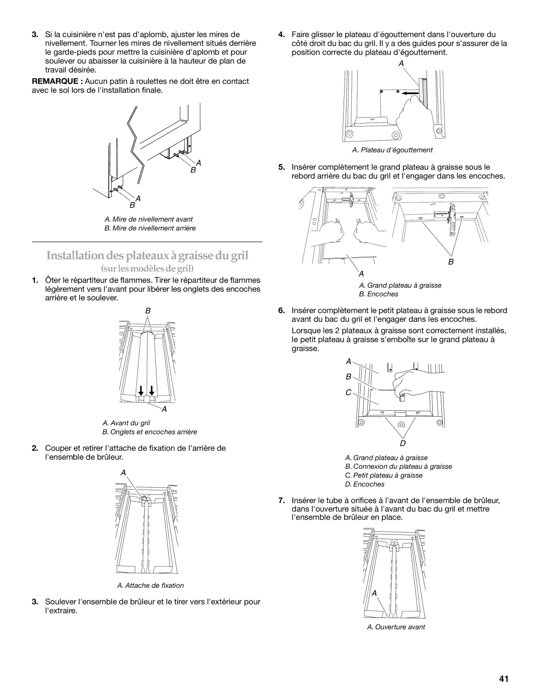 KitchenAid W10284348A installation instructions Installation des plateaux à graisse du gril 