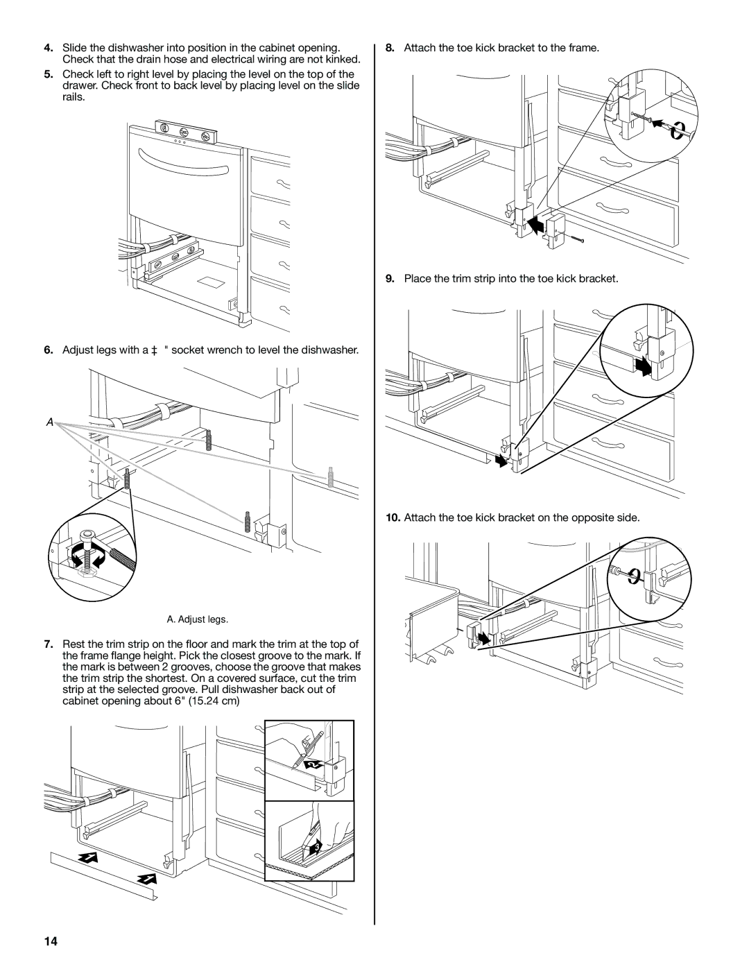 KitchenAid W10300220B installation instructions Adjust legs 