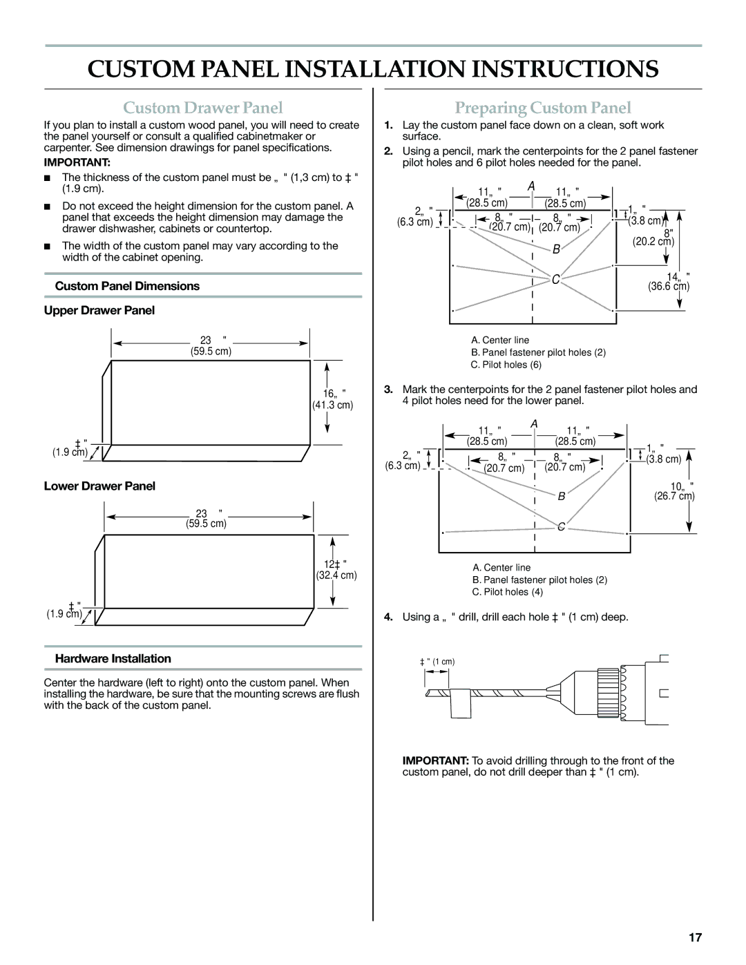 KitchenAid W10300220B Custom Panel Installation Instructions, Custom Drawer Panel, Preparing Custom Panel 