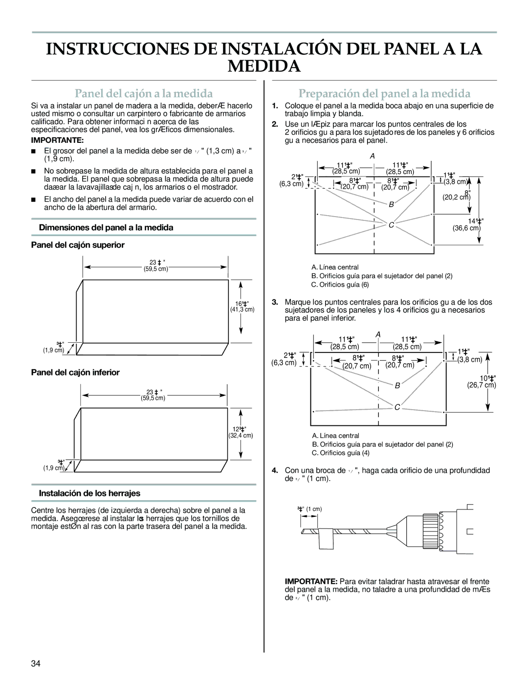 KitchenAid W10300220B Instrucciones DE Instalación DEL Panel a LA Medida, Panel del cajón a la medida 