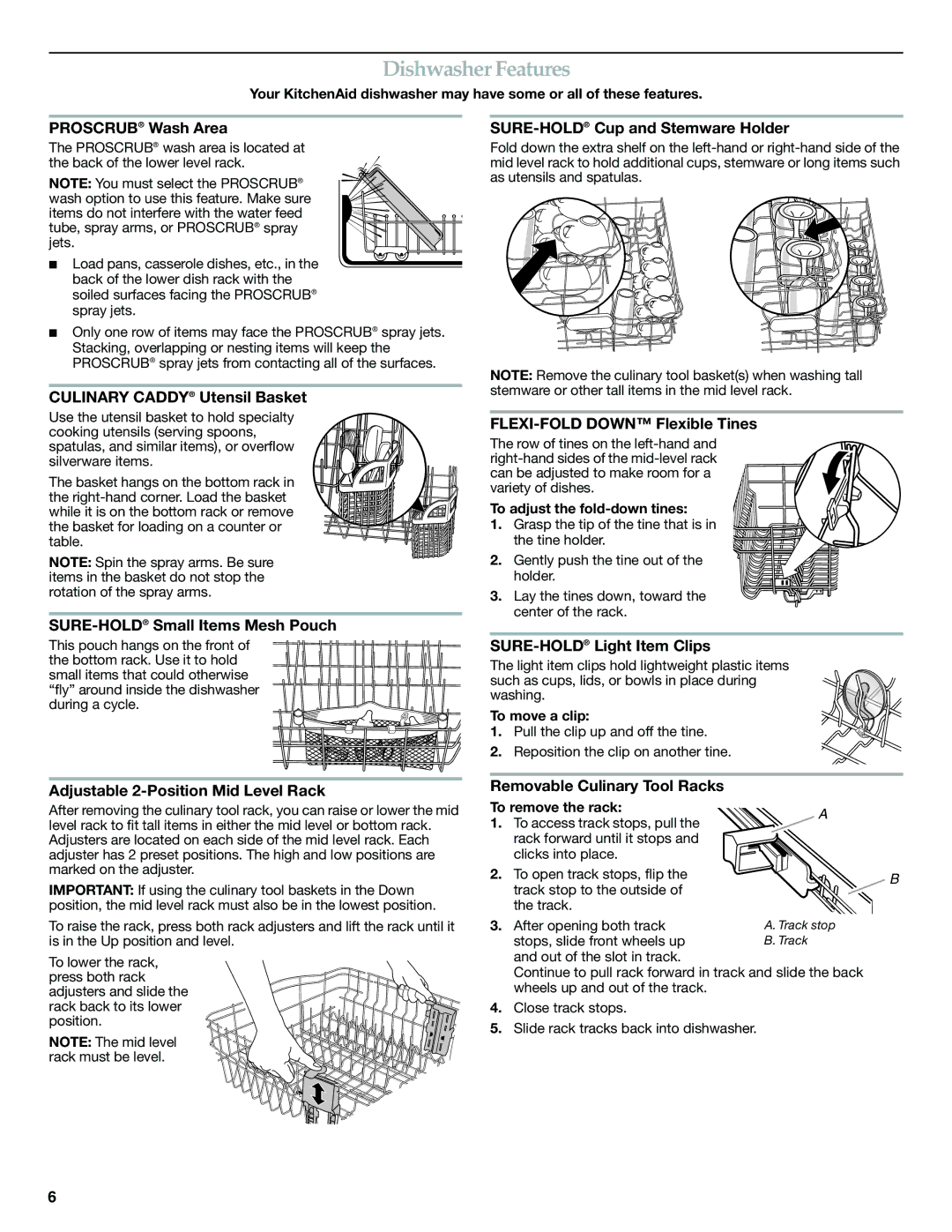 KitchenAid W10300233A warranty Dishwasher Features 