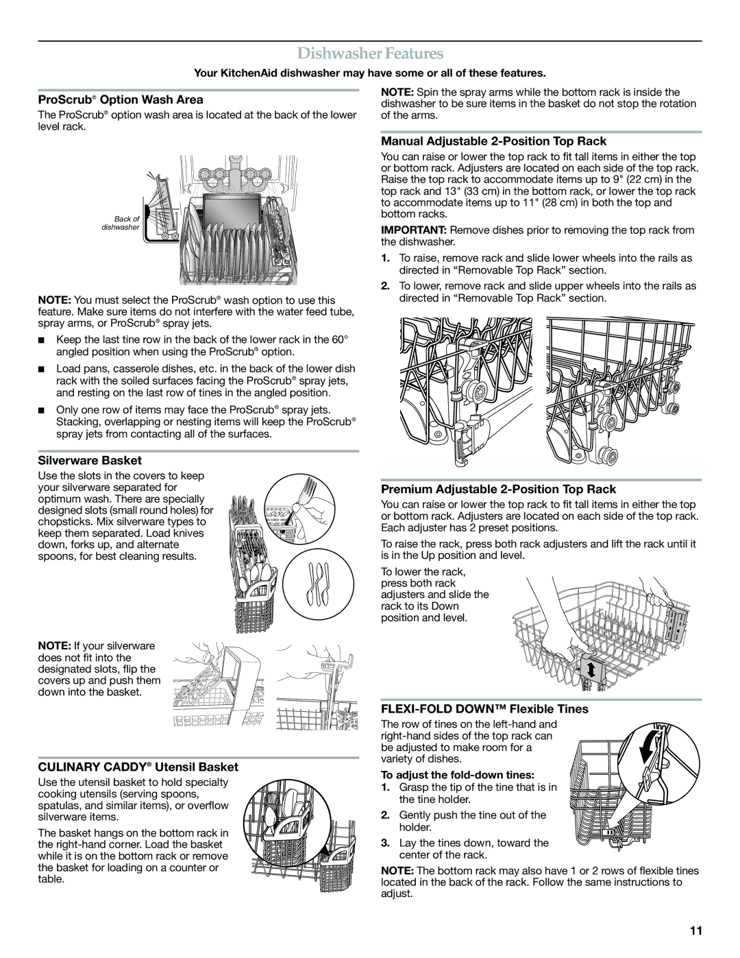 KitchenAid W10300928B warranty Dishwasher Features 