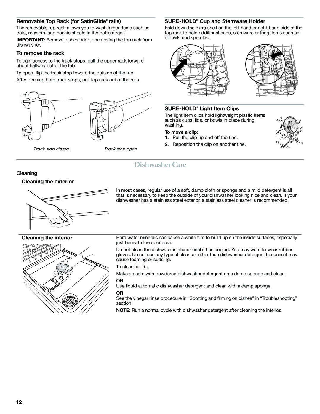 KitchenAid W10300928B warranty Dishwasher Care 