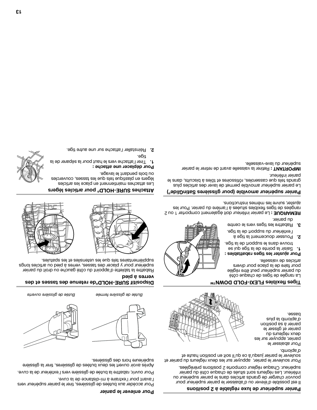 KitchenAid W10300928C warranty Légers articles pour HOLD-SURE Attaches, Des et tasses des retenue de HOLD-SURE Dispositif 