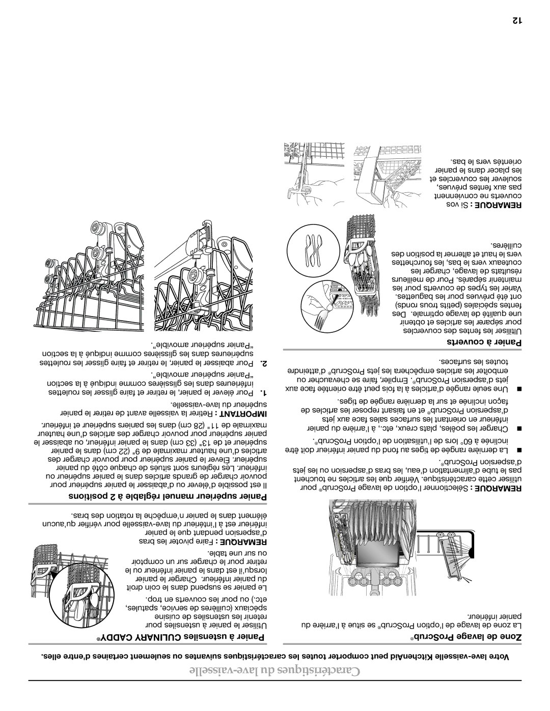 KitchenAid W10300928C warranty Vaisselle-lave du Caractéristiques, Caddy Culinary ustensiles à Panier, Couverts à Panier 