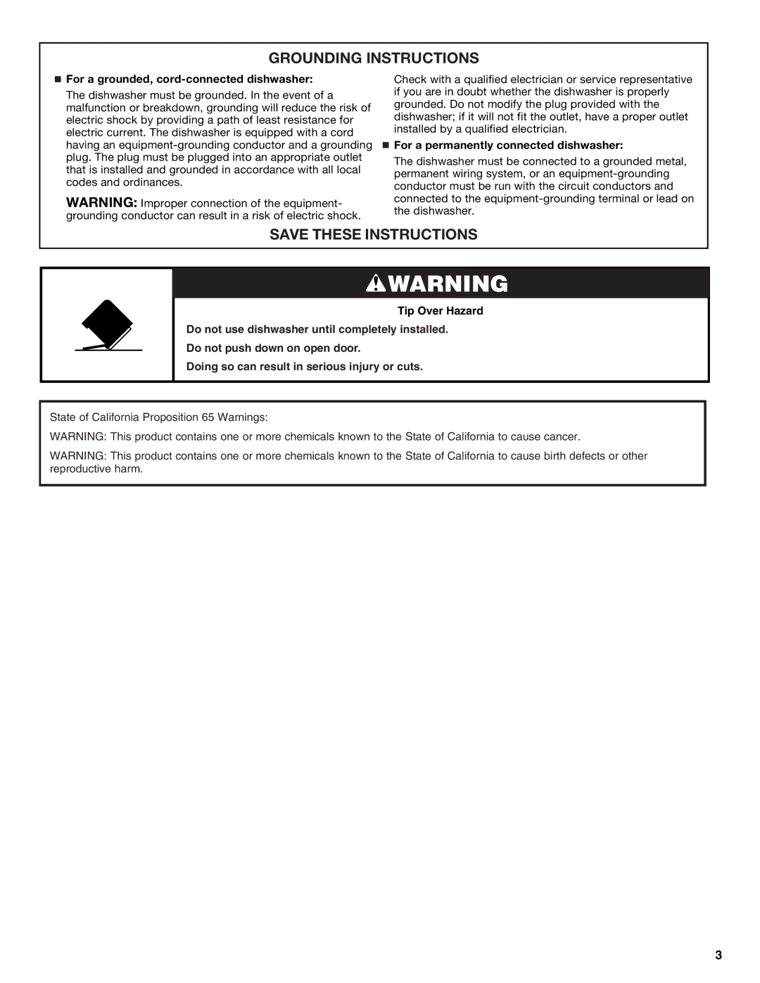 KitchenAid W10300928C warranty For a grounded, cord-connected dishwasher, For a permanently connected dishwasher 