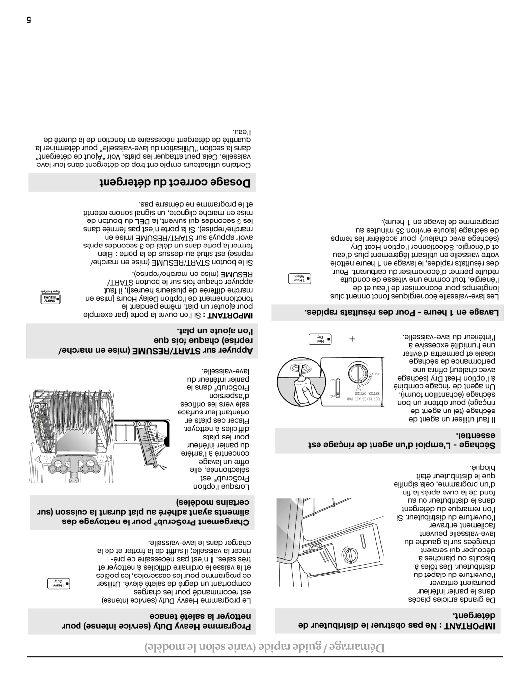 KitchenAid W10300928C warranty Modèle le selon varie rapide guide / Démarrage 