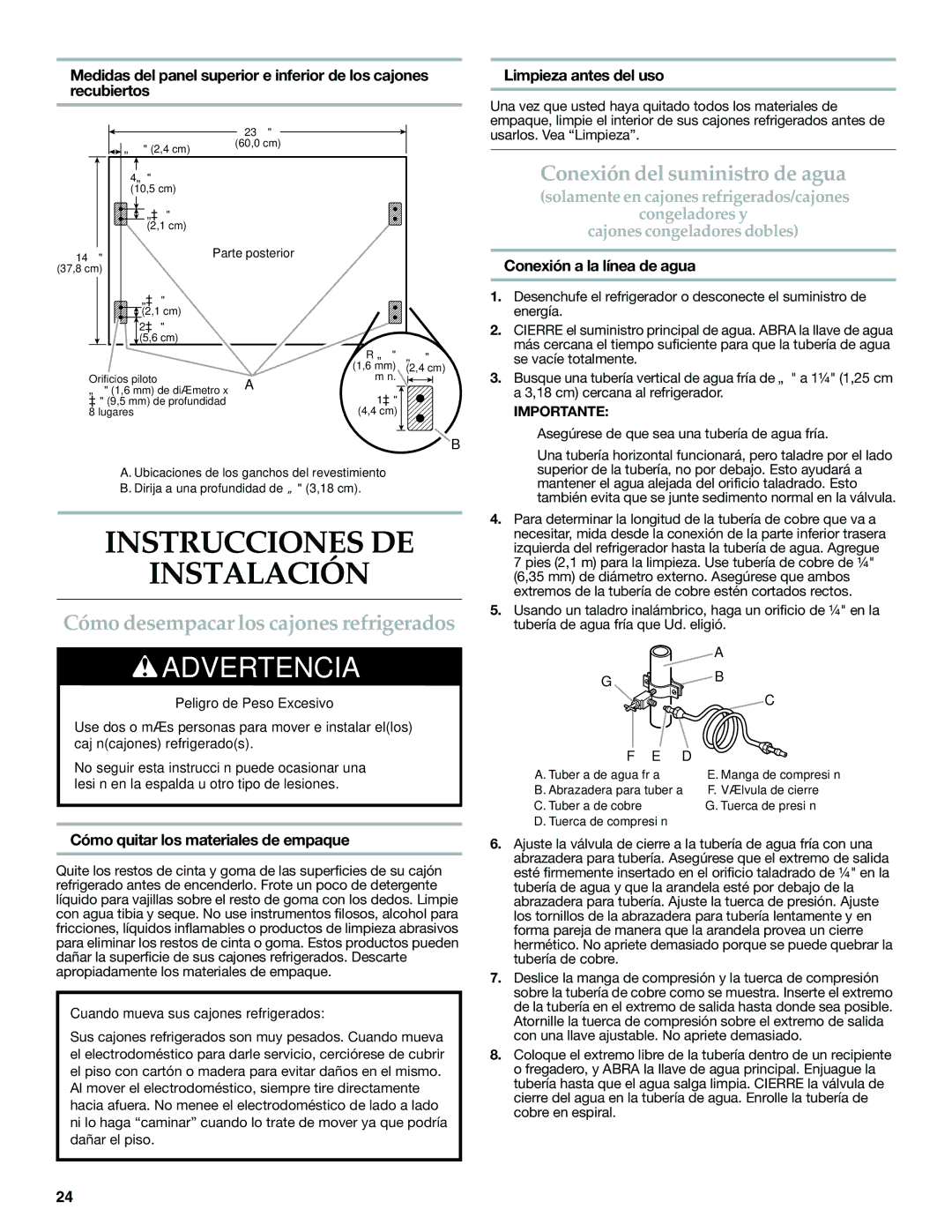 KitchenAid W10310148A manual Instrucciones DE Instalación, Cómo desempacar los cajones refrigerados 