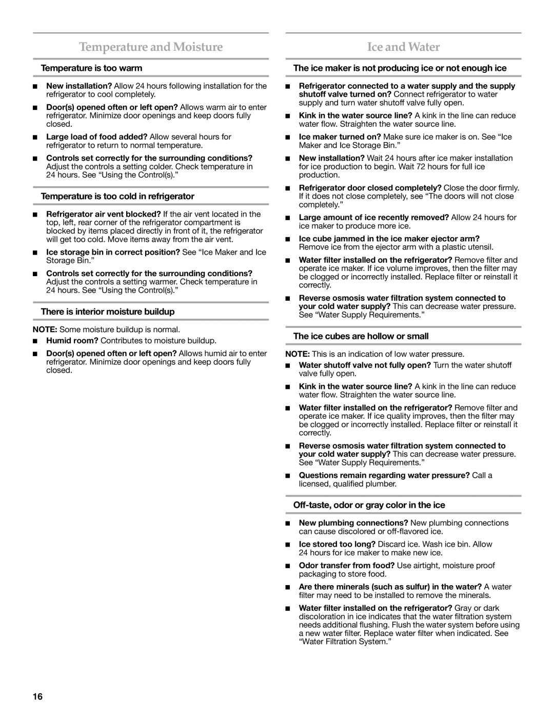 KitchenAid W10322940A installation instructions Temperature and Moisture 