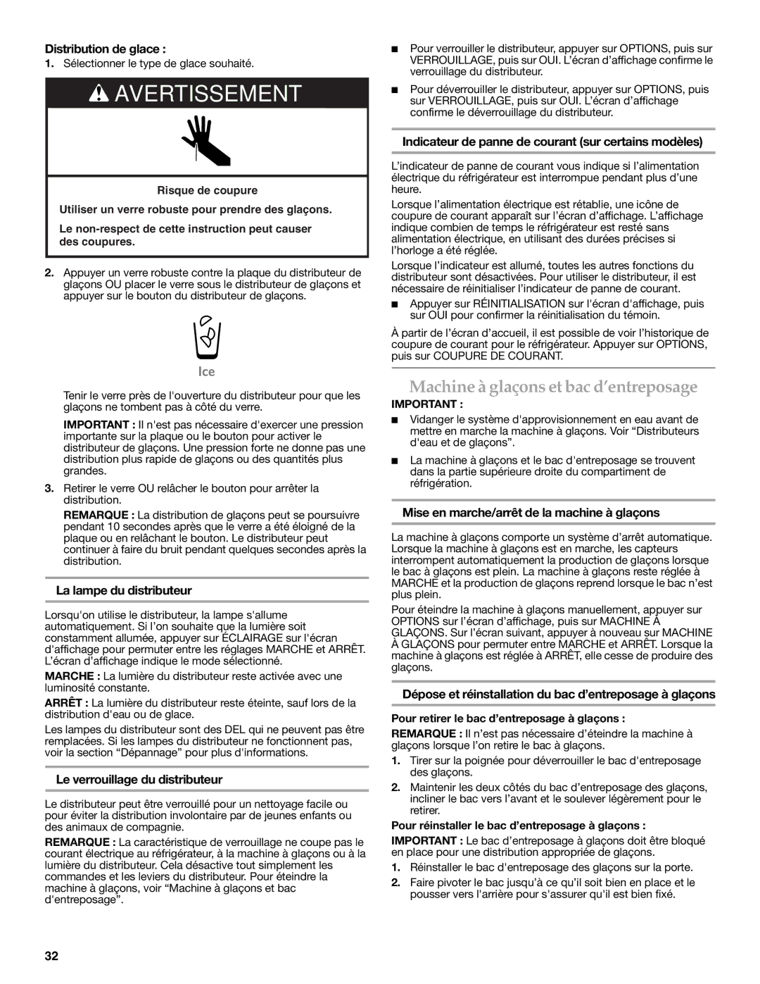 KitchenAid W10322940A installation instructions Machine à glaçons et bac d’entreposage 