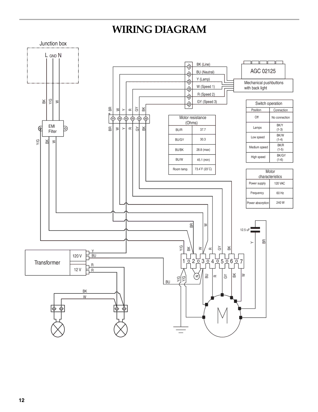 KitchenAid W10322991C, LI3Y7C installation instructions Wiring Diagram, Agc 